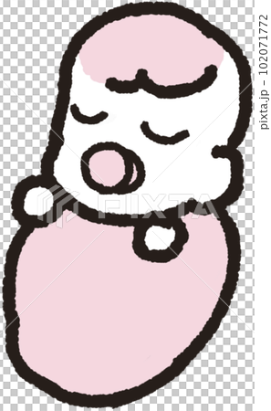 斜めに寝ている赤ちゃんのシンプルなイラスト 斜めに寝ている赤ちゃんのシンプルなイラスト 102071772