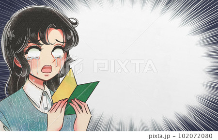 少女漫画風イラストフレーム・ショックのあまり白目で固まる初心者 102072080