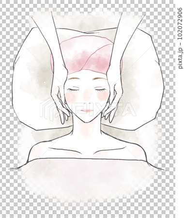 Woman relaxing and receiving facial massage Woman relaxing and receiving facial massage 102072906