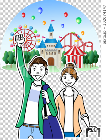 作為一對夫婦參觀遊樂園的遊客 102074147