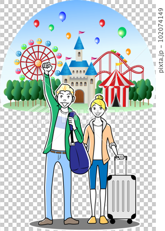 作為夫婦參觀遊樂園的外國遊客 102074149