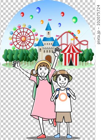 參觀遊樂園的兒童遊人 102075724