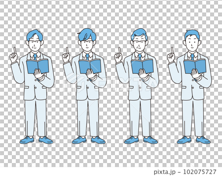 教科書を持って授業をする先生 102075727