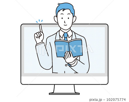 オンラインで説明する先生のイラスト 102075774