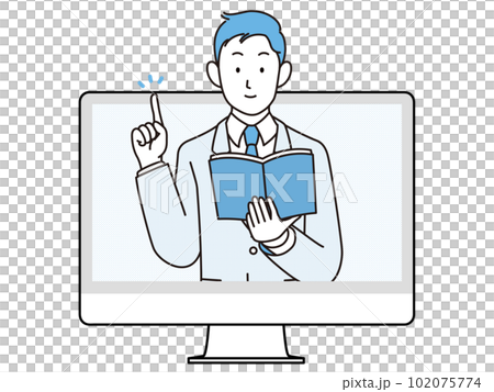 オンラインで説明する先生のイラスト 102075774