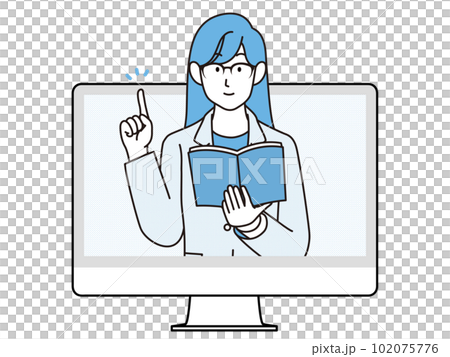 オンラインで説明する先生のイラスト 102075776