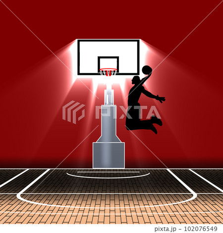 ダンクシュートをする男子　バスケットボール 102076549