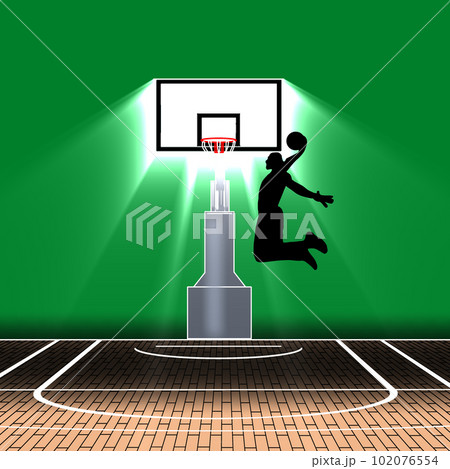 ダンクシュートをする男子　バスケットボール 102076554