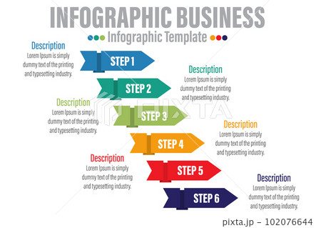 Arrow line 6 Step or Six option Business data visualization. Abstract elements of graph, diagram with steps, options, parts or processes. business template for presentation 102076644