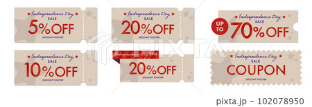 独立記念日セールに使えるシックな星柄のクーポンベクターアイコンセット 102078950