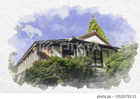 水彩画風　屋島神社　葵亭　香川県高松市 102079115