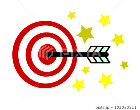 矢が的の中心に当たり大当たりしたイラスト 102080511