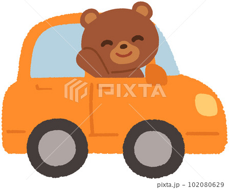 車に乗っているクマのイラスト素材 [102080629] - PIXTA