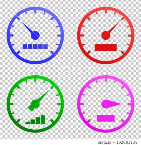 Illustration of an analog meter that displays an increase or decrease with a pointer type Illustration of an analog meter that displays an increase or decrease with a pointer type 102081138