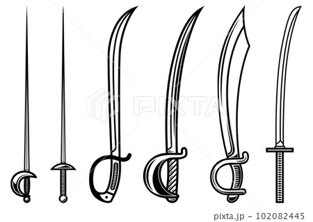 Set of fencing swords isolated on white background. Design element for logo, label, sign, badge. Vector illustration 102082445
