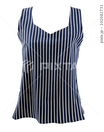 The Navy blue elegant female blouse isolated on white background, Save clipping path. 102082731