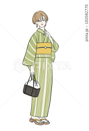 浴衣姿の女性　夏 102082770