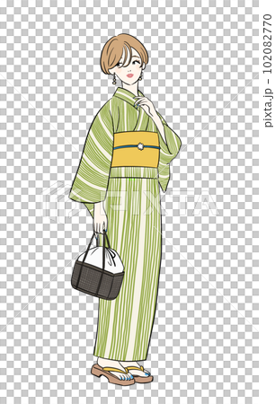 穿著浴衣的女人，夏天 102082770
