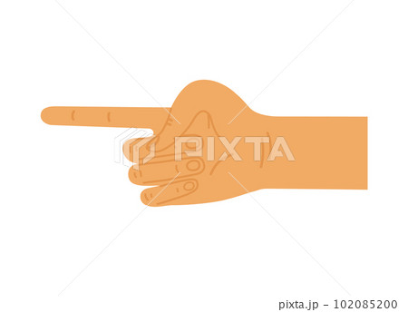 White person hand with finger pointing left. Flat vector illustration isolated on white. 102085200
