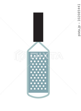 Metal hand grater with black handle. Flat vector illustration isolated on white. 102085441