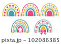 Rainbow set. cute rainbow in pastel colors. cute rainbow with hearts. Vector illustration. 102086385