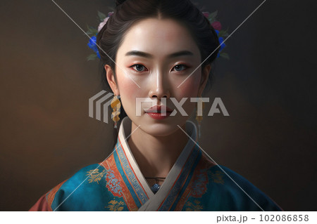 チマチョゴリを着た韓国女性：AI生成画像 102086858