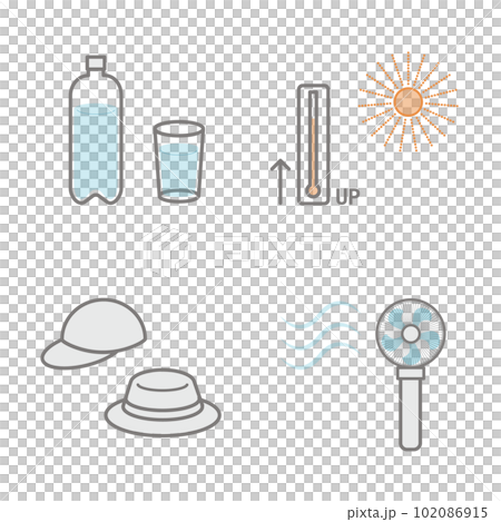 Illustration set 2 for heat stroke measures Illustration set 2 for heat stroke measures 102086915