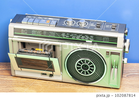 Retro ghetto radio boom box cassette recorder from 80s.. Retro ghetto radio boom box cassette recorder from 80s.. 102087814