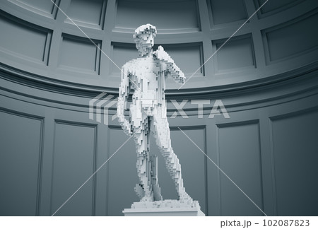 Digital David from 3d pixels. 3d Illustration. 102087823