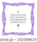 Square frame with purple floral pattern with space for text and white background, vector 102089619