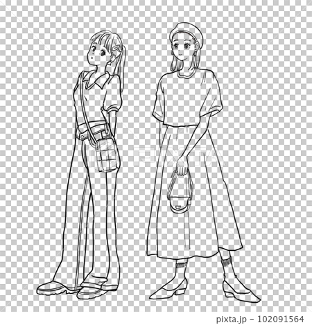 初夏のファッションイラスト線画 102091564