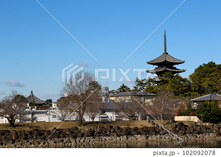 猿沢の池から興福寺の五重塔を望む 猿沢の池から興福寺の五重塔を望む 102092078