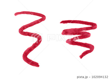 Red lip liner stroke isolated on white background. Lip pencil stroke for design. Red lip liner stroke isolated on white background. Lip pencil stroke for design. 102094132