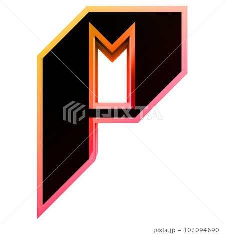 3D rendered geometric letter on transparent background.Modern gothic art font illustration. 102094690