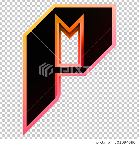 3D rendered geometric letter on transparent background.Modern gothic art font illustration. 102094690