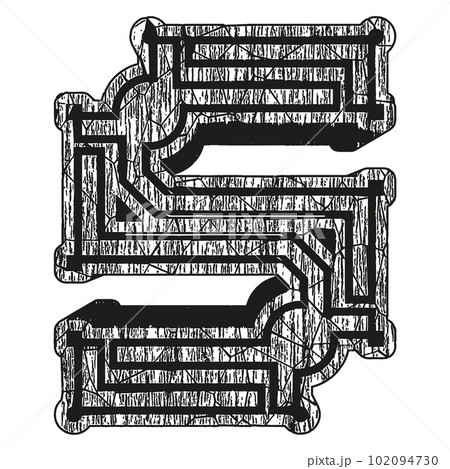 Decorative ancient letter on white background. Art font illustration. 102094730