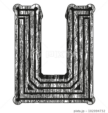 Decorative ancient letter on white background. Art font illustration. 102094732