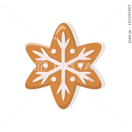 Holiday Gingerbread of Brown Snowflake Vector 102095907