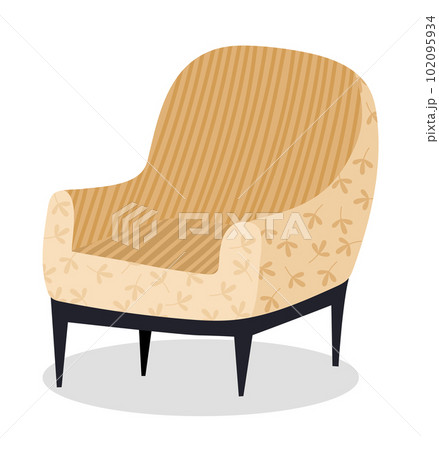 Retro cream colored armchair. Living room furniture design concept modern home interior element Retro cream colored armchair. Living room furniture design concept modern home interior element 102095934
