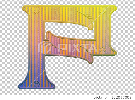 3D rendered vintage letter on transparent background. Art font illustration. 102097005