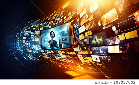 Digital contents concept. Social networking service. Streaming video. NFT. Ai generative 102097602