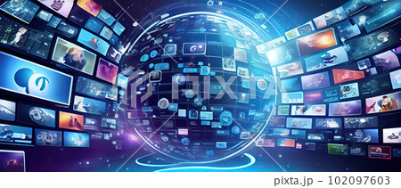 Digital contents concept. Social networking service. Streaming video. NFT. Ai generative 102097603