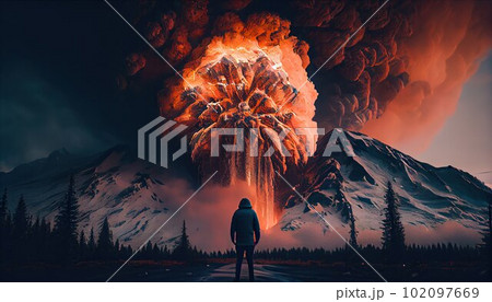 Eruption of volcano 102097669