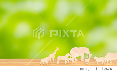 The wood animal plate for wild life species 3d rendering 102108761