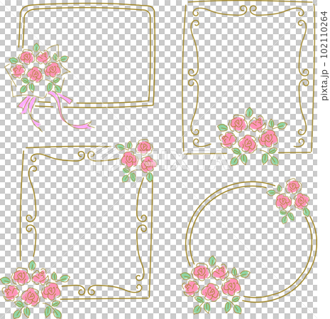 Frame set with rose flowers Frame set with rose flowers 102110264