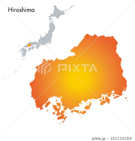 広島県と日本列島地図