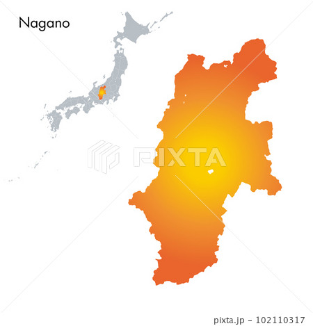 長野県と日本列島地図