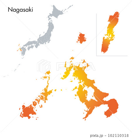 長崎県と日本列島地図