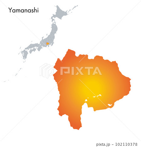 山梨県と日本列島地図