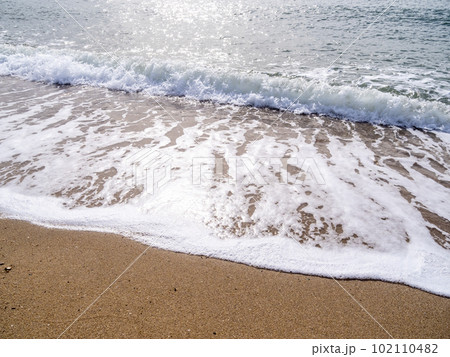 日光を反射して煌めく波打ち際。 102110482